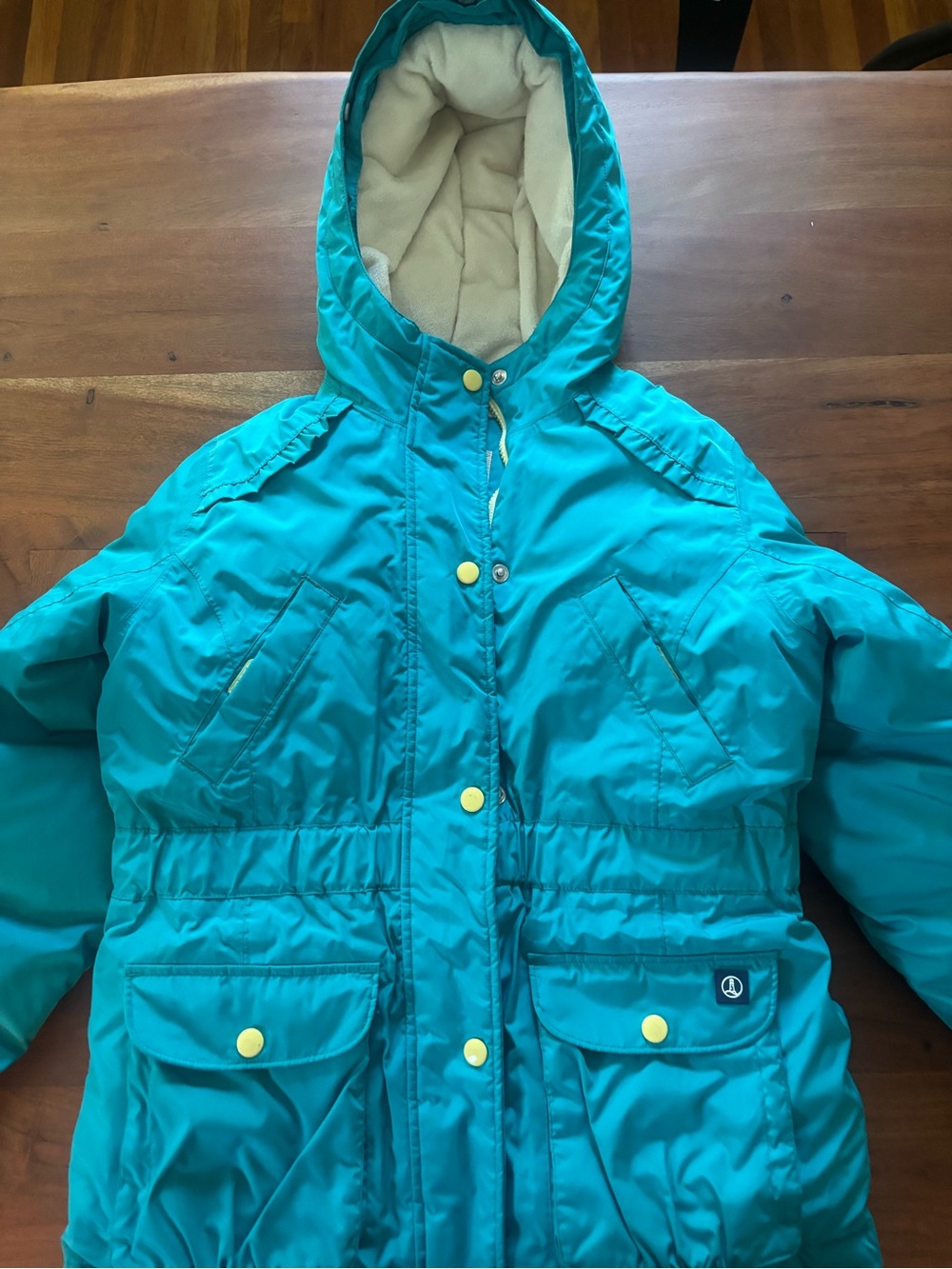 Lands' End Teal Hooded Puffer Jacket for Kids